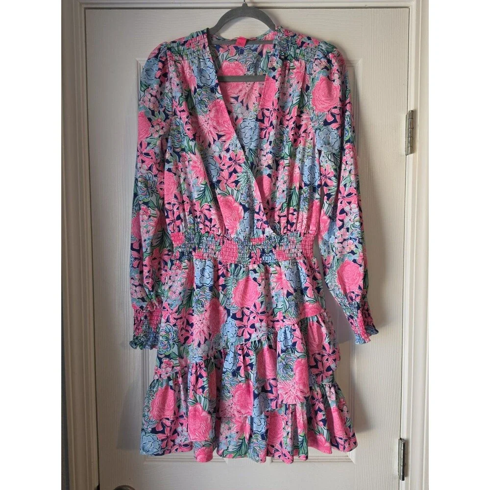 NWOT Lilly Pulitzer Cristiana Dress Oyster Bay Navy Always Be Blooming Size 8! - Picture 3 of 8